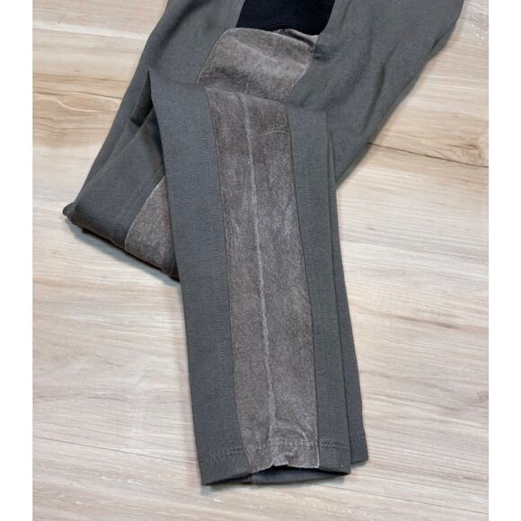 Hale Bob XS Suede Panel Legging Pant Leather Trim Stretch Olive Insm 26” sz XS - Picture 6 of 13